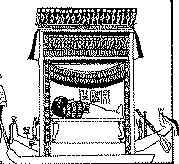 Tekening Toetanchamon's mummie onder baldakijn (B. Hilgers)