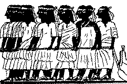 De groep van negen en de vizier trekken de katafalk van Toetanchamon (B. Hilgers)